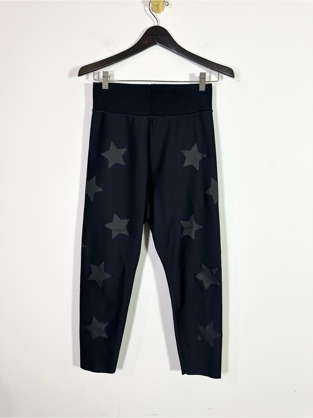 Ultracor Black Monochrome Star Print Cropped High Rise Leggings